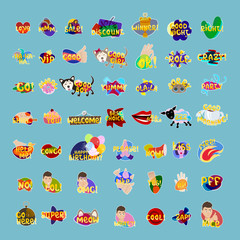 Poster - Stickers Set Social Media Network Message Badges Collection Vector Illustration