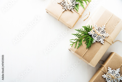 Christmas Handmade Gift Bo Decorated With Craft Paper And White Christmas Handmade Gift Bo Decorated