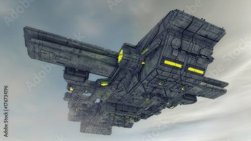 Zdjęcie XXL 3d rendering. Futurystyczny niezidentyfikowany obiekt latający