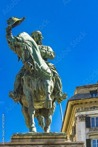 Plakat Pomnik Vittorio Emanuele II w Genui. Włochy