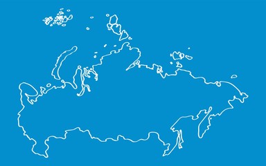 Aufkleber - Russia map outline graphic freehand drawing on blue background. Vector illustration