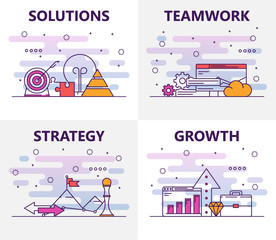 Canvas Print - vector modern thin line flat design business concept banners