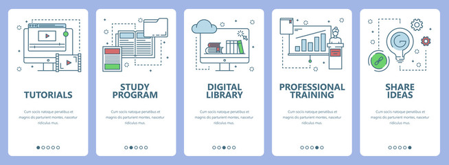 Poster - vector modern thin line flat design tutorial concept vertical banners