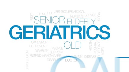 Sticker - Geriatrics animated word cloud, text design animation. Kinetic typography.