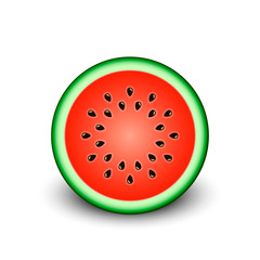 Wall Mural - Watermelon slice set, vector realistic isolated illustration in white background. Vector