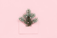Christmas Tree In Pink Envelope