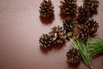 Christmas cones on the table