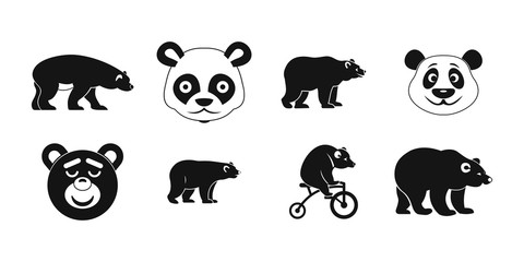 Wall Mural - Bear icon set, simple style