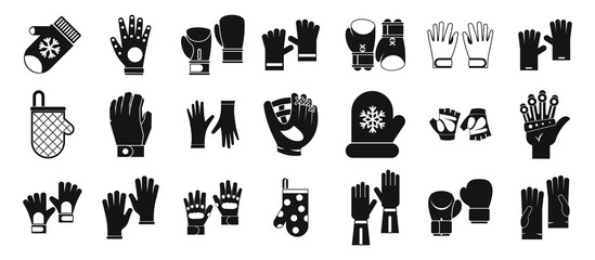 Wall Mural - Gloves icon set, simple style