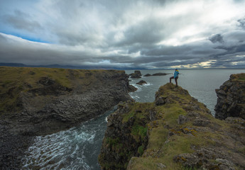 Wall Mural - Arnarstapi town on Snaefell coast in Iceland