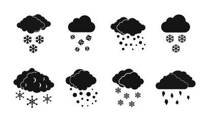 Poster - Snow cloud icon set, simple style