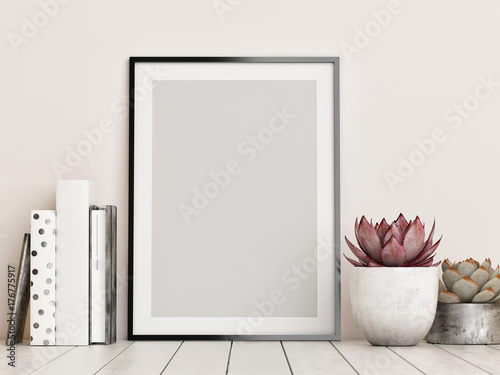 Fotografia Mock up frame, hipster background, 3d render, 3d illustration