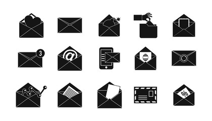 Poster - Mail icon set, simple style