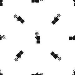 Poster - Hand finger pressing button with tick pattern seamless black