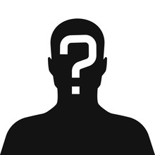Incognito, Unknown Person, Silhouette Of Man On White Background