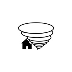 Poster - Tornado swirl damages village house icon