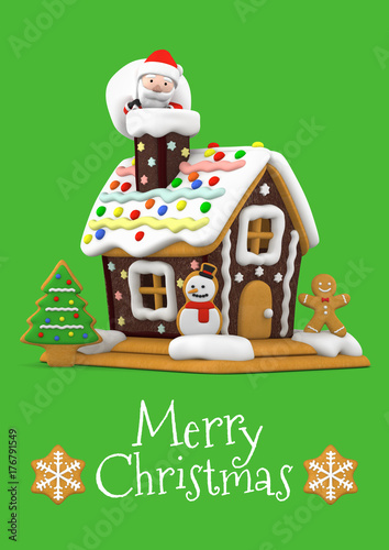 クリスマス お菓子の家とサンタクロース 3dイラスト Adobe Stock でこのストックイラストを購入して 類似のイラストをさらに検索 Adobe Stock