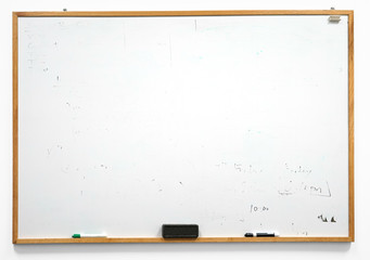 dirty white board isolated on white background