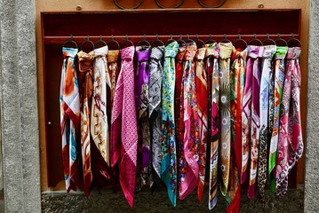 Silk scarf display in Bellagio back street