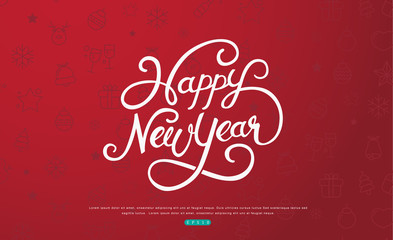 new year with calligraphic text .Vector illustration template.greeting cards.