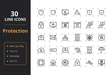 Poster - 30 Protection Line Icons