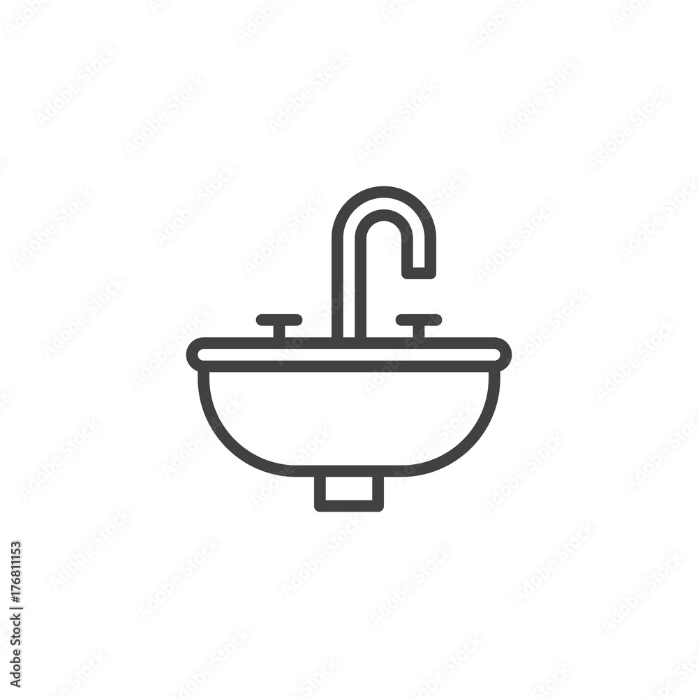Bathroom sink unit line icon, outline vector sign, linear style pictogram  isolated on white. Symbol, logo illustration. Editable stroke Stock Vector  | Adobe Stock, image size:1000x1000