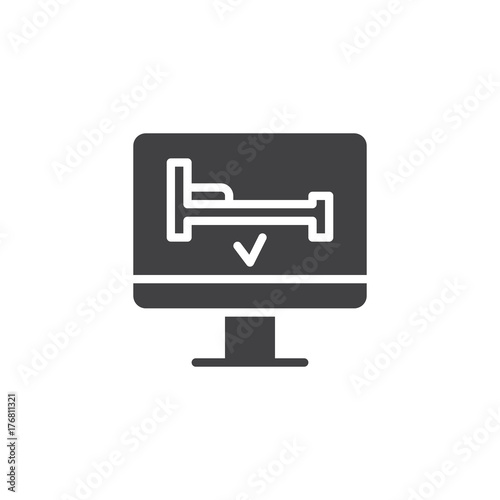 Hotel Room Online Booking Icon Vector Filled Flat Sign