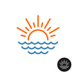 Sun rays and sea waves logo.