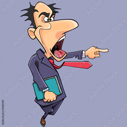 Cartoon Yelling Man In Suit With Tie And With Book In Hand Buy This Stock Vector And Explore Similar Vectors At Adobe Stock Adobe Stock
