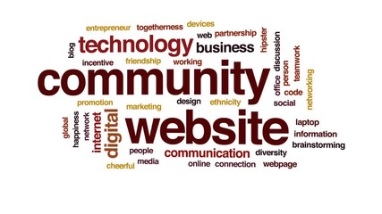 Poster - Community website animated word cloud, text design animation.