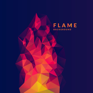 Flame polygonal object in the dark background.