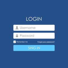 Fototapete - Login user interface. Sign in web element template window. For Website, Mobile, Computer, Application etc. Vector illustration