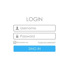 Fototapete - Login user interface. Sign in web element template window. For Website, Mobile, Computer, Application etc. Vector illustration