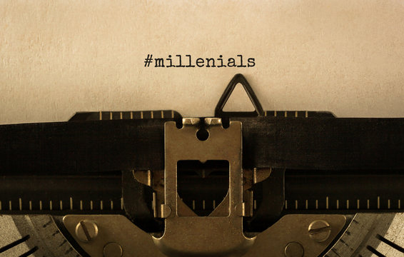 Text Millenials typed on retro typewriter