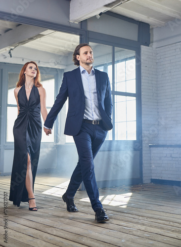 stylish actors posing on a concrete background with pompous expression Poster