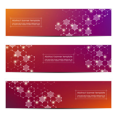 Wall Mural - set of abstract banner design, dna molecule structure background. geometric graphics and connected l