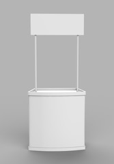 Wall Mural - White blank advertising POS POI PVC Promotion counter booth, Retail Trade Stand Isolated on the white background. Mock Up Template For Your Design. 3D illustration