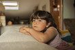 © Susana Valera - Close up portrait thoughtful kid at home. Indoor. Children