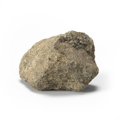 Large rock stone isolated on a white background 3d rendering