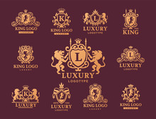 Luxury Boutique Royal Crest High Quality Vintage Product Heraldry Logo Collection Brand Identity Vector Illustration.