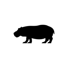 Wall Mural - vector hippo silhouette view side for retro logos, emblems, badges, labels template vintage design e