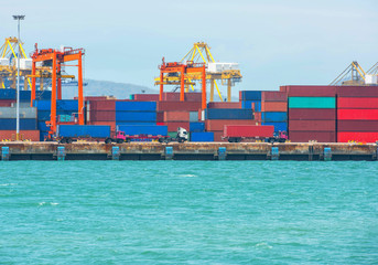 container ship in import export and business logistic