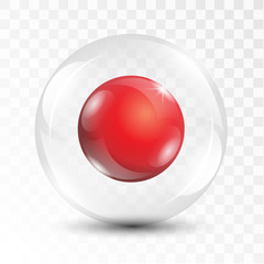 Sticker - Realistic 3D shiny red ball inside transparent glass sphere vector illustration logo template