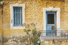 Beautiful Authentic Greek House In Blue And Yellow