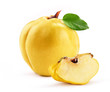fresh yellow quince with slice  isolated white background