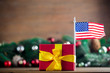 © Masson - gift box with USA flag and pine cones