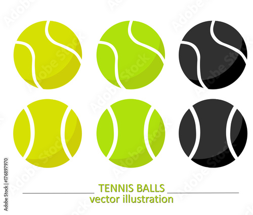 Cuadros en Lienzo Set of yellow, green and black tennis balls