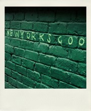 Old  Snapshot Print Of A Green Brick Wall With New York's Cool Written On It
