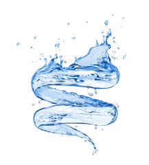 Splashes of fresh water in a swirling shape on white background