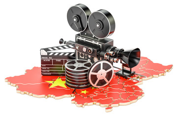 Poster - Chinese cinematography, film industry concept. 3D rendering